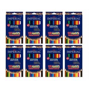 IMPERIAL 12 PACK ASSORTED COLORED PENCILS NEW WOOD FREE NATURE FRIENDLY 8 Lot